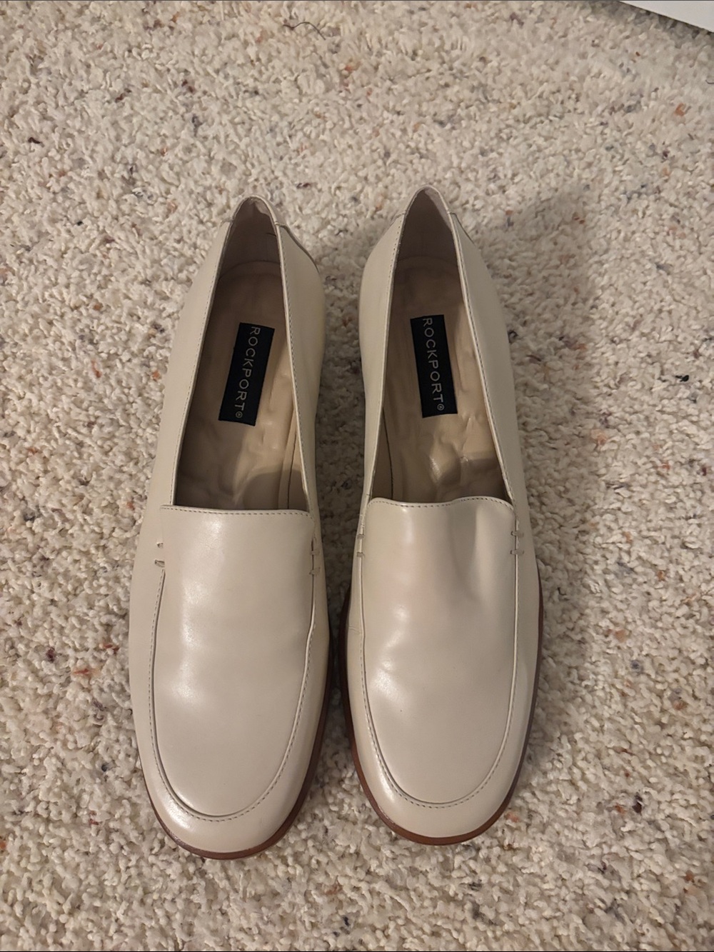 Rockport Cream Leather Slip-On Loafers for Women
